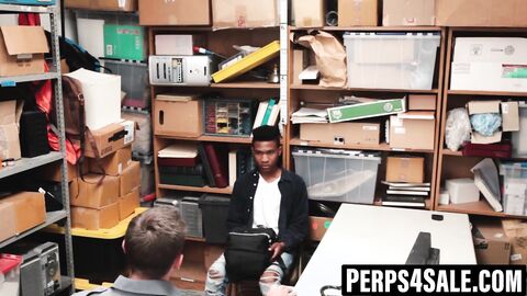 Ebony thief pounded out by securitys enormous cock