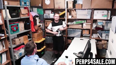 Inked shoplifter cums hard while taking raw deep dick