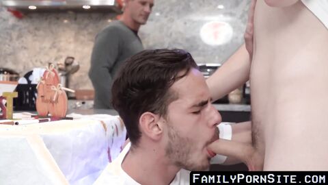 FamilyPornSite.com - Hunky stepdad ravages his stepsons while facializing them and ba