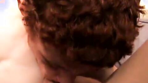 Classic scene with young amateurs giving each other blowjobs