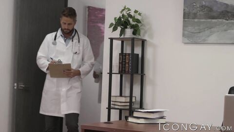Doctor Wesley Woods examines the ass of Michael Roman with his dick