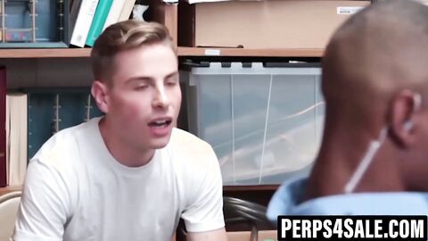 Black cop punishes twink thief with bareback breeding