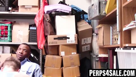 Black cop punishes twink thief with bareback breeding