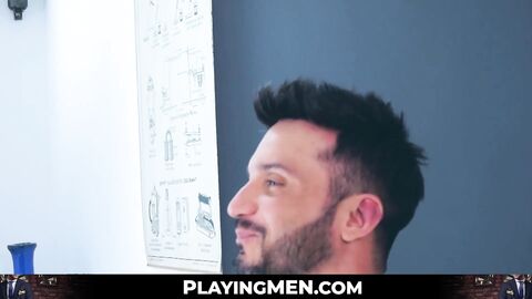 PlayingMen.com - Bearded hunk Kike Gil's rock-hard cock sucking from a classy and dom