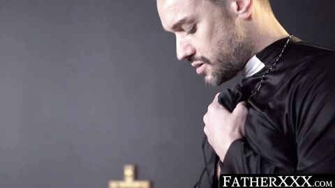 FatherXXX.com - Catholic twink chokes on priest's dick before succumbing to a raw ass