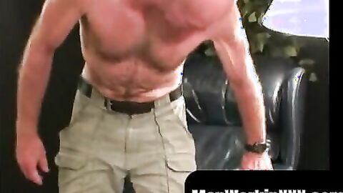 MenWorkinXXX.com - Old man lays back and pulls on his cock until it gets hard and thr