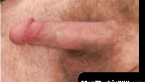 MenWorkinXXX.com - Old man lays back and pulls on his cock until it gets hard and thr