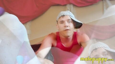 Giant sitter Leo Blue takes off his smelly socks to make you rub both his feet