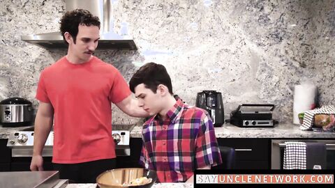 SayUncleNetwork.com - Kinky stepfather barebacks twink and cums on his cute face with