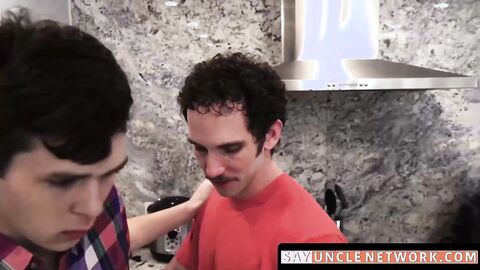 SayUncleNetwork.com - Kinky stepfather barebacks twink and cums on his cute face with