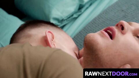 RawNextDoor.com - Soldiers Johnny B and Evan Landers share rimming and bareback fucki