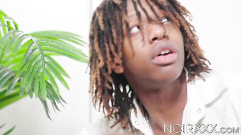 Bearded Ali Rush ejaculates while black Jade Desir slams his anus