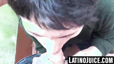 Cute pierced Latino twink gets hot cum all over face