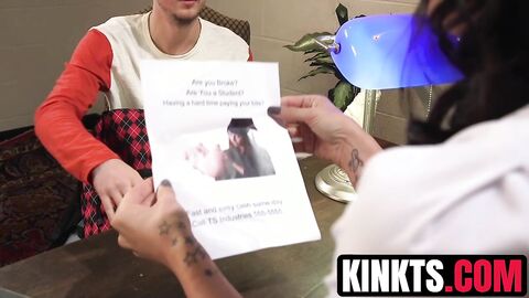 Grayson takes huge load from trans nurse Morgan Bailey for fast cash