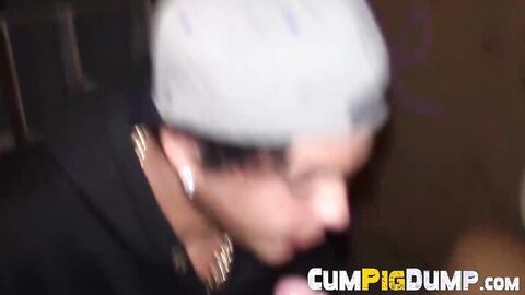 Two big black cock gets some devouring from handsome twink