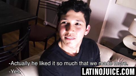 Curious straight Latino submits to hung gay friend