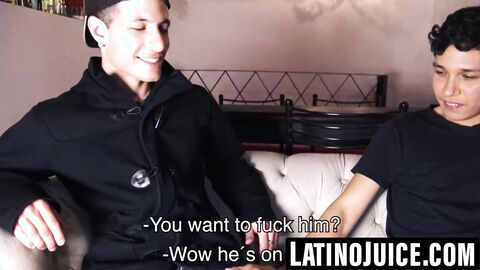 Curious straight Latino submits to hung gay friend