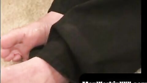MenWorkinXXX.com - Stud tugs on his hard boner very calmly and with intense focus
