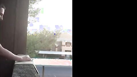 Exhibitionist Jacking Off on Balcony Almost Seen