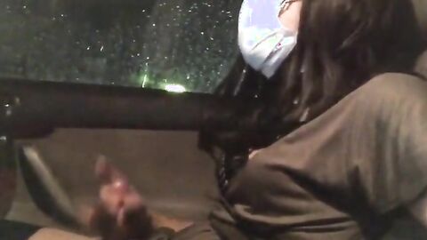 Asian Crossdresser Masturbates in Car
