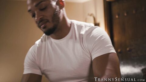 Hot TS Eva Maxim spreads for Dillon Diazs thick cock during massage