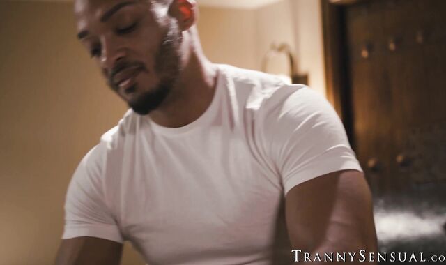 Hot TS Eva Maxim spreads for Dillon Diazs thick cock during massage