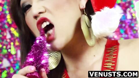Christmas with Venus Lux's big cock solo jerk off session
