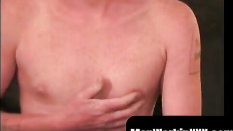 MenWorkinXXX.com - Redhead tugs his cut boner and tries his best to get hard and exci