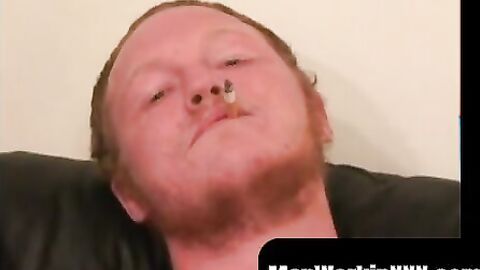 MenWorkinXXX.com - Redhead tugs his cut boner and tries his best to get hard and exci