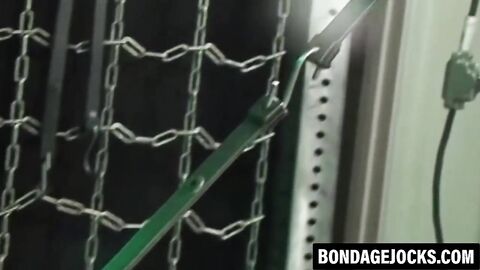 Submissive young man moans while gagged and tightly bound