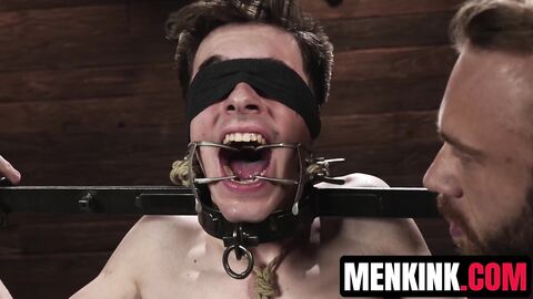 Brogan unleashes hell on skinny Max Mabry in Kinkmen debut bondage