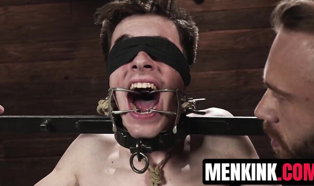 Brogan unleashes hell on skinny Max Mabry in Kinkmen debut bondage