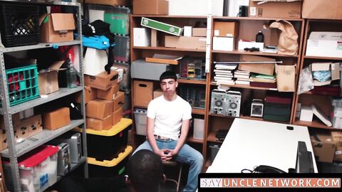 SayUncleNetwork.com - Young thief endures intense interracial raw pounding from offic