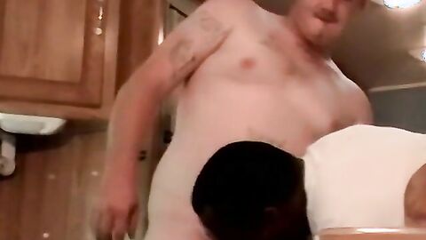 JoeSchmoeXXX.com - Older fat black gay helps a chubby youngster cum blast