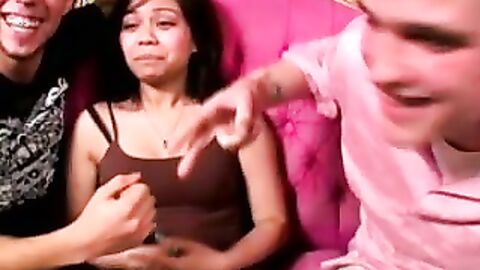 Two best friends fuck a cute Asian babe in a threesome