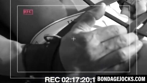 Bound Asian man tormented while struggling to break free