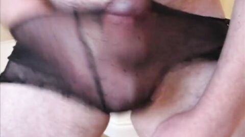 Cum on My Black Panties - Gay Crossdresser Handjob