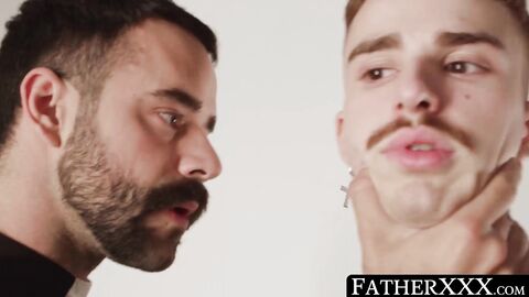 FatherXXX.com - Obedient twink's raw anal awakening after religious play with sacred