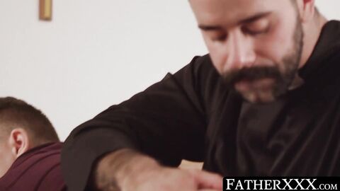 FatherXXX.com - Obedient twink's raw anal awakening after religious play with sacred