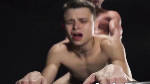 Little sub lubing precum while hammered by muscular dom