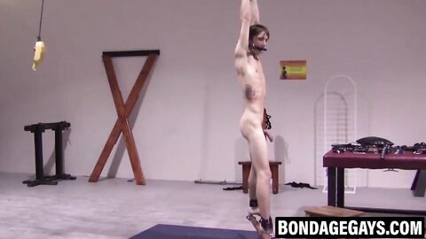 Twink screams through whipping and fetish sex play