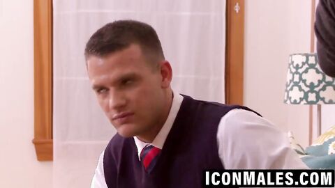 Muscled Theo pins Brandon down for rough anal sex