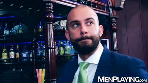 Hunk Bruno Max and Jonathan Miranda taste each others ass at the bar