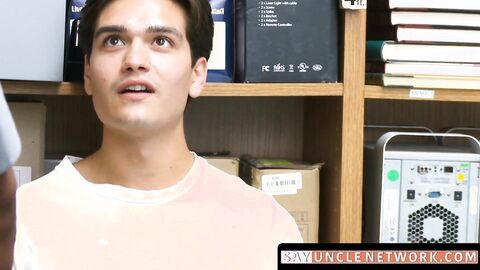 SayUncleNetwork.com - Thieving twink explosively cums after interracial threesome wit