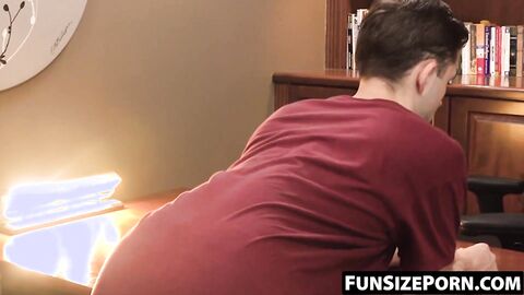 Fun size teen gets kinky spanking from hunky stud raw