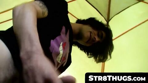 Str8Thugs.com - Skinny looking twink thug's solo camping and masturbation cum shot sc