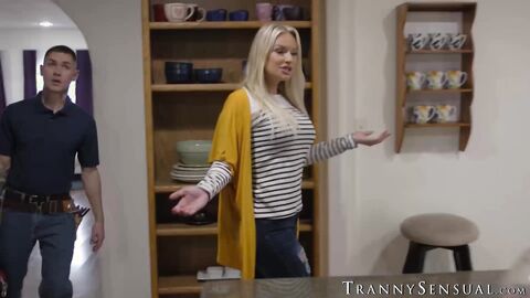 Dominant transsexual Emma Rose topped hung stud Zac Bishop in different positions