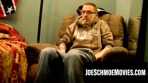 Nerdy amateur strips glasses before pumping cock to eruption