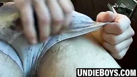 Bryce shooting ropes of cum through his briefs