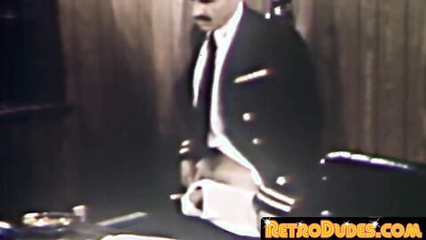 RetroDudes.com - Mature general barebacks young soldier on his office desk